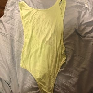 Sexy low cut neon bodysuit